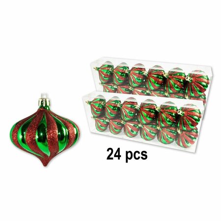 QUEENS OF CHRISTMAS 2.75 in. Onion Ornament Red & Green, 24PK ORN-ONION-G-24PK-GR